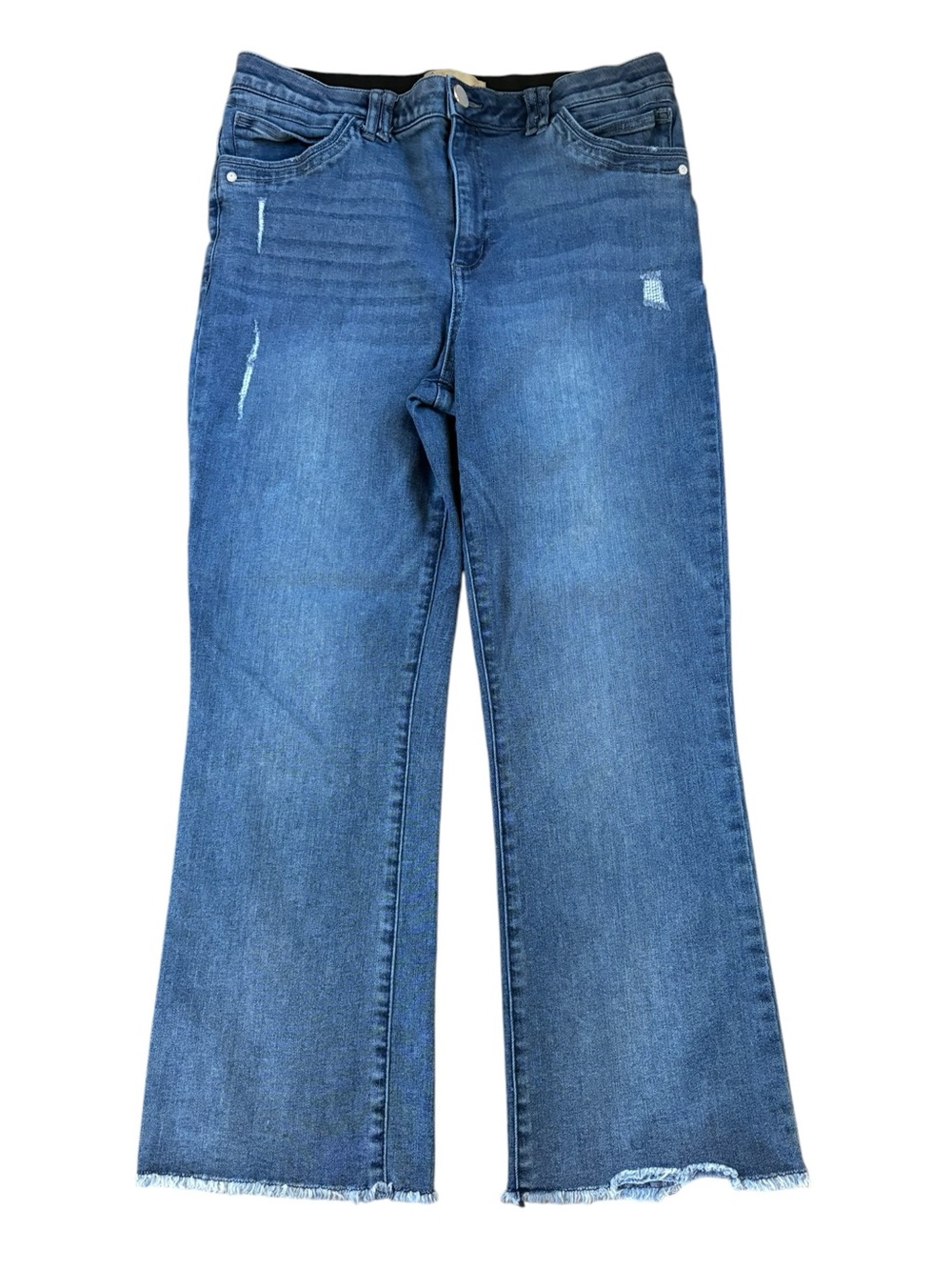 Democracy “Ab” Technology Straight Leg Fringe Ankle Cropped Jeans.  Size 12